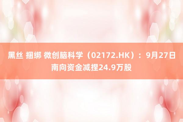 黑丝 捆绑 微创脑科学（02172.HK）：9月27日南向资金减捏24.9万股