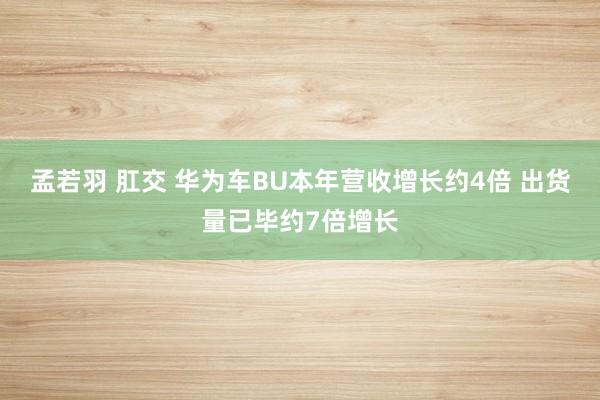 孟若羽 肛交 华为车BU本年营收增长约4倍 出货量已毕约7倍增长