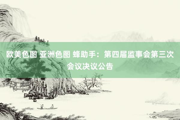 欧美色图 亚洲色图 蜂助手：第四届监事会第三次会议决议公告
