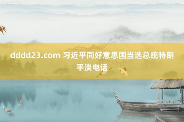 dddd23.com 习近平同好意思国当选总统特朗平淡电话