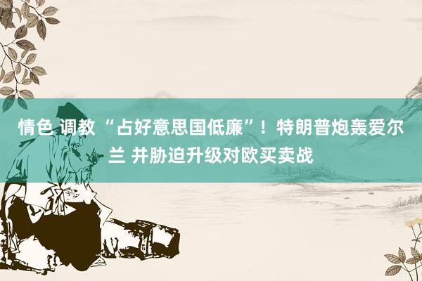 情色 调教 “占好意思国低廉”！特朗普炮轰爱尔兰 并胁迫升级对欧买卖战