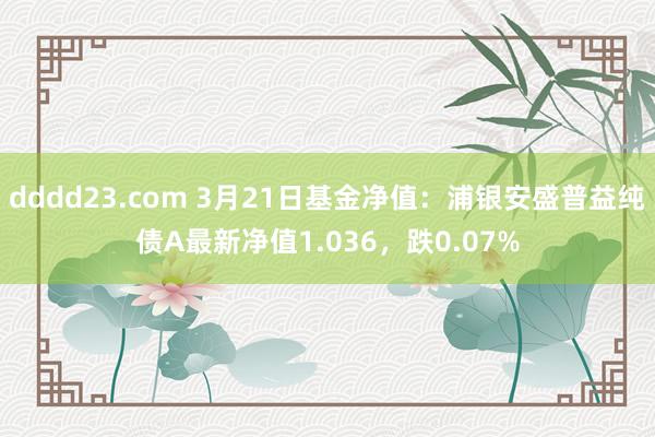 dddd23.com 3月21日基金净值：浦银安盛普益纯债A最新净值1.036，跌0.07%