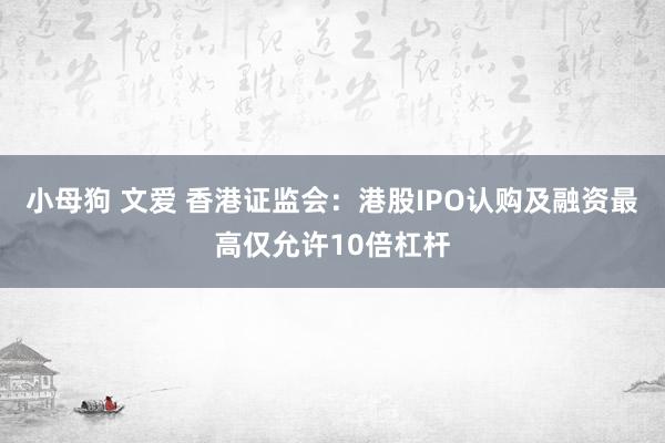 小母狗 文爱 香港证监会：港股IPO认购及融资最高仅允许10倍杠杆
