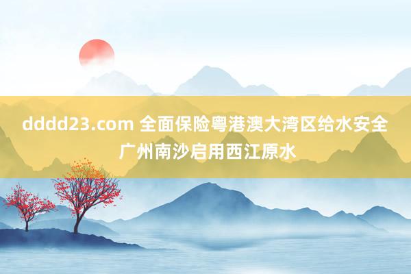 dddd23.com 全面保险粤港澳大湾区给水安全 广州南沙启用西江原水