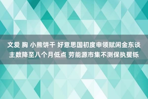 文爱 胸 小熊饼干 好意思国初度申领赋闲金东谈主数降至八个月低点 劳能源市集不测保执矍铄