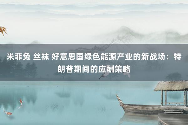 米菲兔 丝袜 好意思国绿色能源产业的新战场：特朗普期间的应酬策略