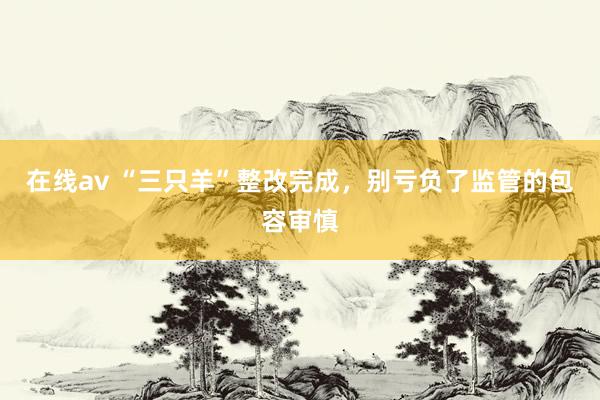 在线av “三只羊”整改完成，别亏负了监管的包容审慎
