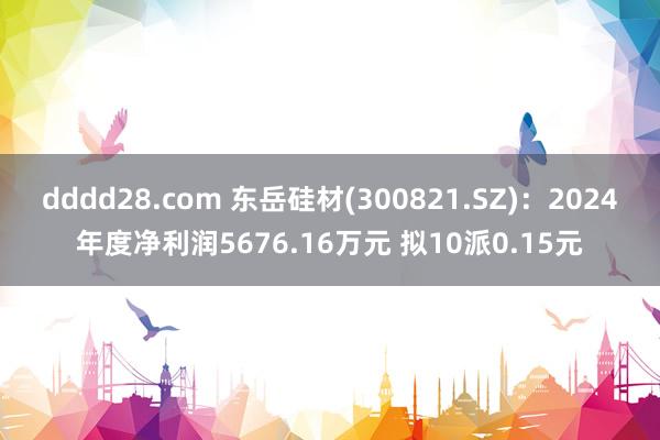 dddd28.com 东岳硅材(300821.SZ)：2024年度净利润5676.16万元 拟10派0.15元