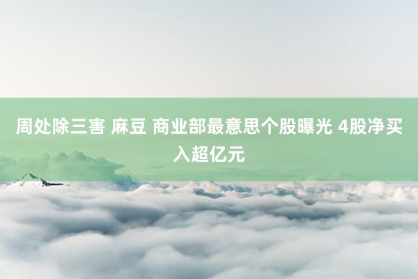周处除三害 麻豆 商业部最意思个股曝光 4股净买入超亿元