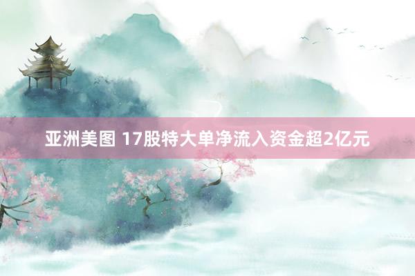 亚洲美图 17股特大单净流入资金超2亿元